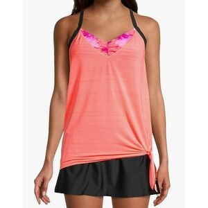 ZeroXposure Erupt Knot 2For Tankini Womens Size XL (14) Coral Racerback Swim Top